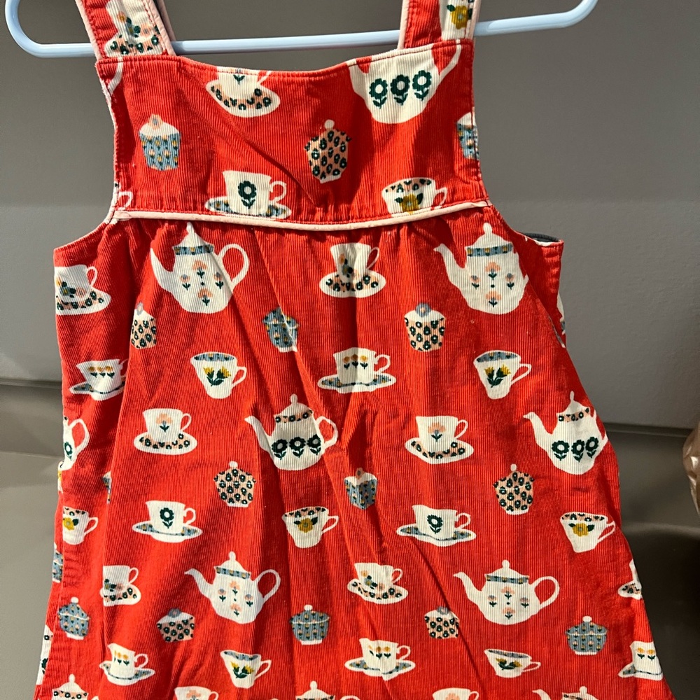 Baby Boden red/pink corduroy sleeveless dress size 3-4y